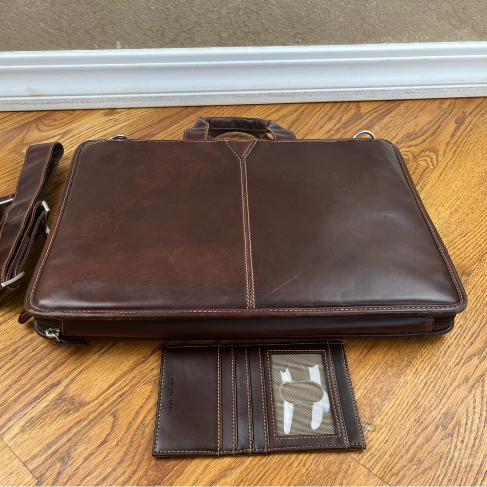 Johnston & Murphy Brown Leather Portfolio Briefcase W… Gem